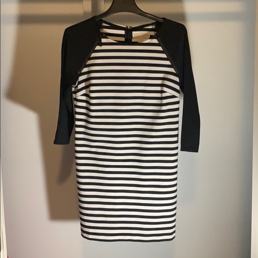 Michael Kors black and white striped dress.